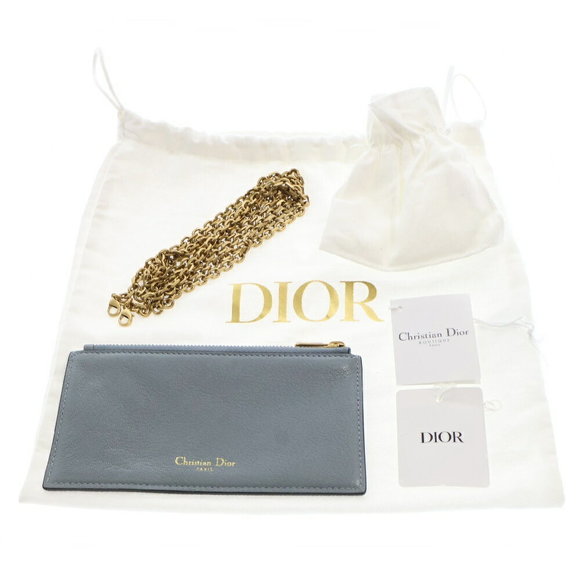 DIOR Saddle Leather Chain Wallet Long Low Clair Grey - Picture 6 of 6